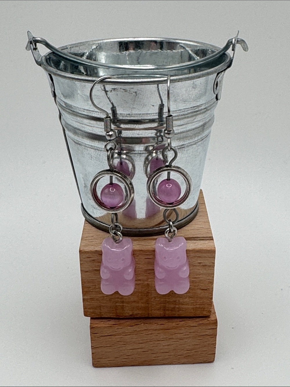Purple Gummy Bear Dangle Earrings